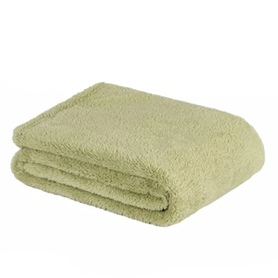Image of Brentfords Teddy Fleece Blanket Large Throw Over Bed Plush Super Soft Warm Sofa Bedspread, Sage 150 x 200cm