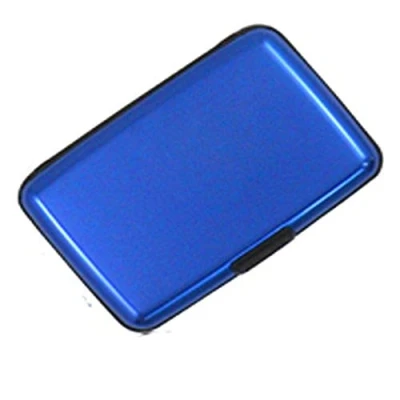 Image of Rohans Aluminium Credit Card Holder Wallet CASE Purse Metal Business Protector UK (Blue)
