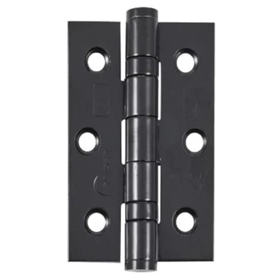 Image of Eclipse Steel Ball Bearing Door Hinges, 3 Inch 75mm, Grade 7 Fire Rated, One Pair &amp; Screws (Matt Black)