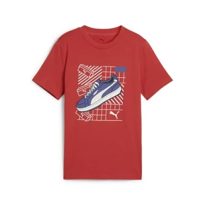 Image of Puma Graphics TEE Unisex Print Tshirt for kids, Size: 14y (13 14y), Red fire