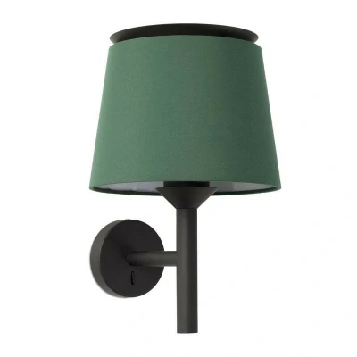 Image of Savoy Wall Light with Shade Black,Green, E27