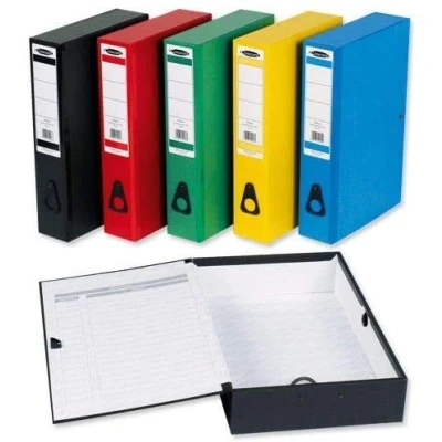 Image of Office Box File 75mm Spine Lock Spring Foolscap Classic Red Pack 5