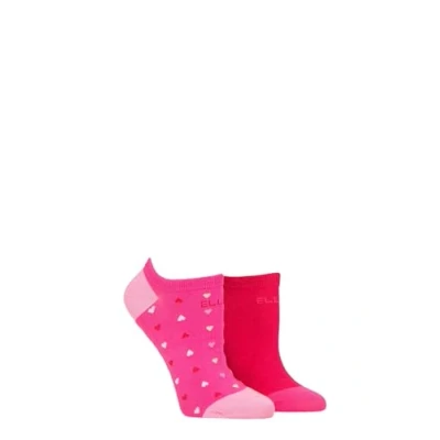 Image of Elle Ladies No Show Socks Plain Patterned and Striped Soft Breathable Bamboo Material in a Multipack of 2 Size 4 8 (UK, Numeric, 4, 8, Regular, Cherry Fizz Patterned)