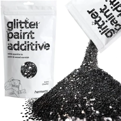 Image of Glitter Paint for Walls Black Additive Emulsion Latex Acrylic Sparkles Extra Chunky Interior Painting 100g / 3.5oz
