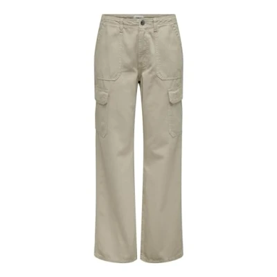 Image of ONLY Women&#039;s Onlmalfy Cargo Pant PNT Noos Trousers, Silver Lining, L / 32L