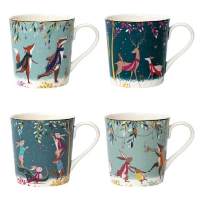 Image of Sara Miller Woodland Tales Collection Set of 4 Mugs