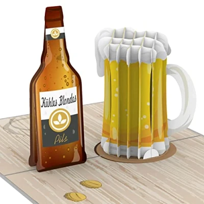 Image of papercrush® Pop Up Card Beer Funny 3D Birthday with Bottle for Men (Best Friend, Dad, 18th Birthday, Oktoberfest) Congratulations Mug, Happy Beersday