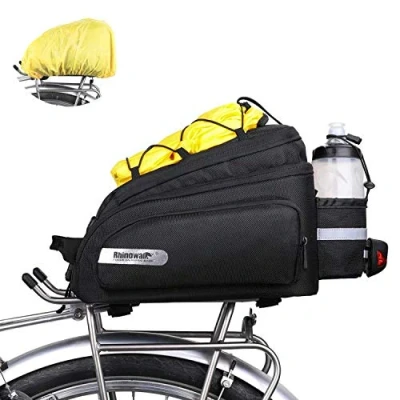 Image of Rhinowalk Bike Trunk Bag 12L Bicycle Pannier Rear Rack Carrier Luggage Commuter with Rain Cover Shoulder Strap