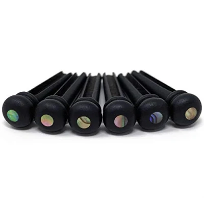 Image of Crosby Slotted Pure Ebony Bridge Pins with Abalone Dot Inlay for 6 &amp; 12 String Acoustic Guitar