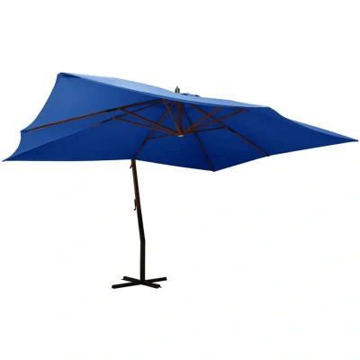 Image of vidaXL Cantilever Garden Parasol with Wooden Pole 400x300 cm Azure Blue