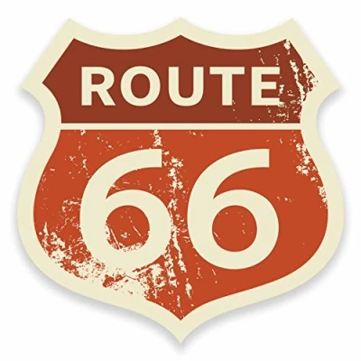 Image of 2 x 10cm Route 66 Vinyl Sticker Laptop Car Bike Travel Luggage USA America #9652 (10cm Wide High)