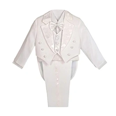 Image of Lito Angels Boys&#039; 5 Pcs Set Formal Tuxedo Suit with Tail Pageboy Dress Wear, 7 Years, White (With Waistcoat)