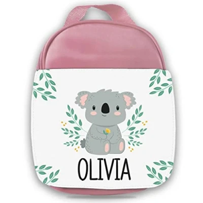 Image of Personalised Koala Design Kids Pink Lunch Bag Any Name Children Girls School Snack Box 50