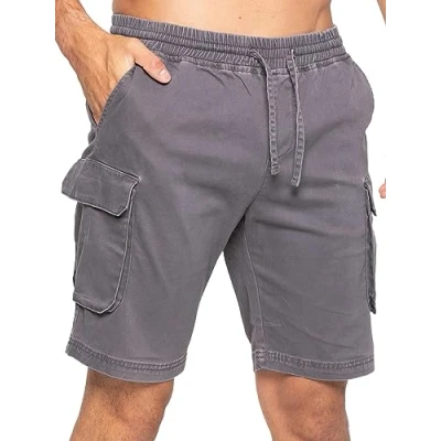 Image of 989Zé ENZO Mens Shorts Cargo Combat Casual Cotton Summer Stretch Regular Fit with Pockets EZS613 Grey L