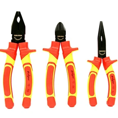 Image of 3Pc Professional Electrician VDE Pliers Set Insulated Grip Wire Cutters
