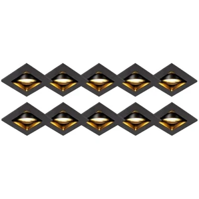 Image of Qazqa Set of 10 Recessed Spotlight I Downlights Black Adjustable Qure Modern Suitable for LED GU10 Way Light Aluminium Living Room Kitchen Bedro