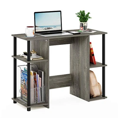 Image of Furinno JAYA Compact Computer Desk, Writing Study French Oak/Black