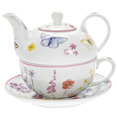 Image of The Leonardo Collection JNS_477620 LP94471 Butterfly Garden Tea for One Set, Fine China, 16x16x13cm, Boxed