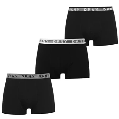 Image of DKNY Mens 3 Pack Trunks Boxers Black/Stripe S