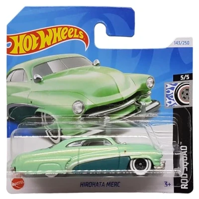 Image of Hot Wheels Hirohata Merc Rod Squad 5/5 HRY69 Short Card Ford Light Green Metallic Mattel 2024 1:64