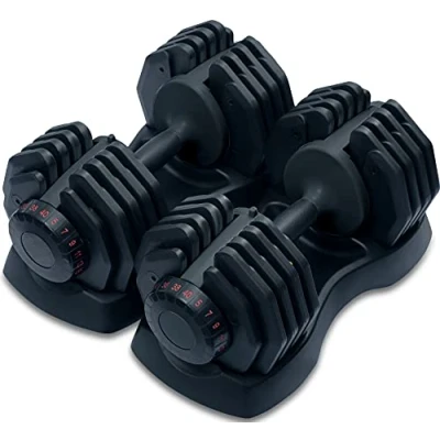 Image of Strongology Adjustable Smart Dumbbell Pair from 5kg to 40kg Home Fitness Training Weights in Black