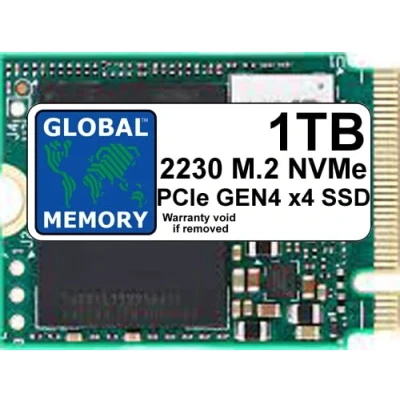Image of GLOBAL MEMORY 1TB M.2 2230 PCIe Gen4 x4 NVMe SOLID STATE DRIVE (SSD) FOR MICROSOFT SURFACE 3/4 / Pro (X, 7+, 8, 9) GO/STEAM DECK