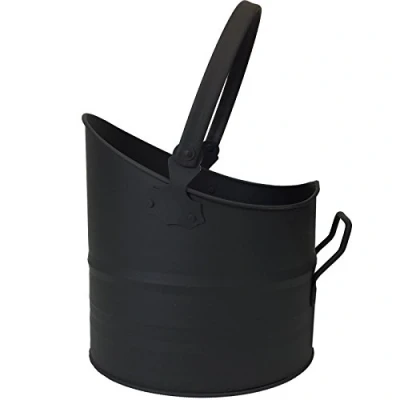 Image of Simpa® Classic Black Fireside Coal Fire Log Scuttle Bucket Kindling Hod