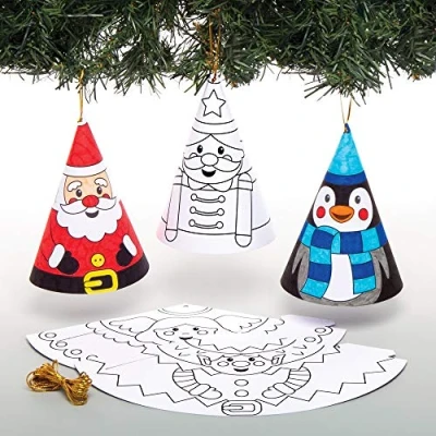 Image of Baker Ross AW982 Christmas Colour in Cone Decorations, Festive Arts and Crafts (Pack of 12), Assorted