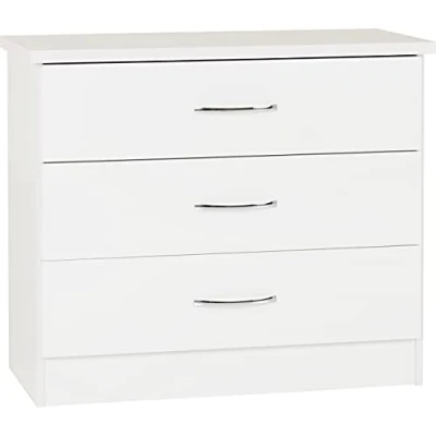 Image of Seconique Nevada 3 Drawer Chest in White Gloss