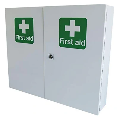 Image of PDL Pegdev Large Lockable White Metal First Aid Kit Cabinet Wall Mounted Storage for Emergency Safe &amp; Secure.