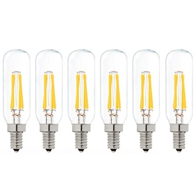 Image of Bulbright 6 Pack LED Vintage Edison Bulb Candelabra T25 2W Filament Candle Bulb, Replace 20W, E14 Base, Clear Warm White 2700K, 220VAC (20W Equivalent)