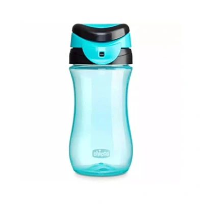 Image of Chicco Travel Cup for Kids 2 Years Old Children with Convenient Opening, Integrated Spout, Airtight Seal, Easy to Carry, Capacity 350ml, Light Blue