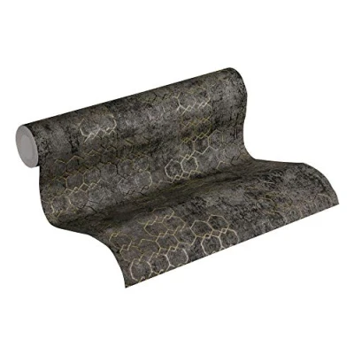 Image of Livingwalls Luxury Wallpaper Urban Grace New Walls A.S. Création Non Woven 10.05 m x 0.53 Black Gold Made in Germany 374246 37424 6