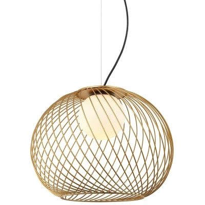 Image of Italux Lighting Modern Hanging Pendant Golden 1 Light with White Shade, E27 ITLMDM 3842 GD