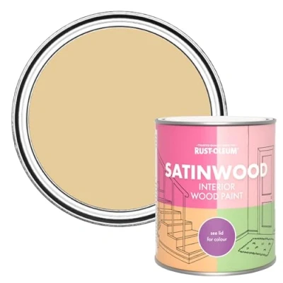 Image of Rust Oleum Yellow Satinwood Interior Wood Paint Sandstorm 750ml
