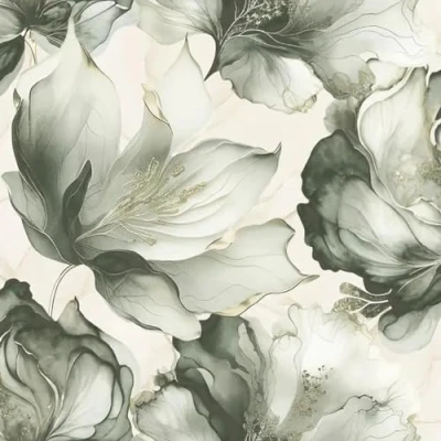 Image of Elysian Floral Green Gold Wallpaper Metallic Effect Flowers Modern Contemporary Glamorous Feature Wall