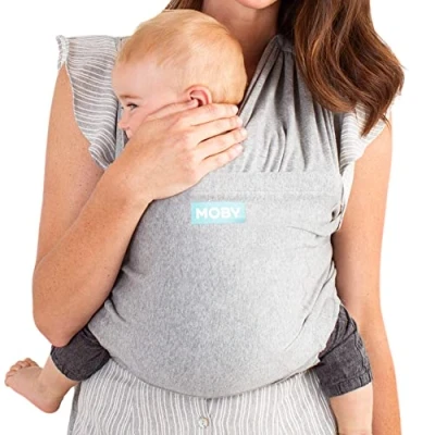 Image of Moby Fit Baby Wrap Carrier for Newborn to Toddler Slings Perfect Holder Mom &amp; Dad Adjustable All Body Types Can Carry Babies up 33 lbs Grey