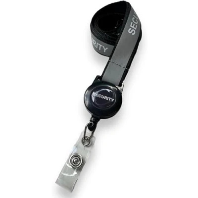 Image of Black Reflective Security Badge Reel Lanyard (1)