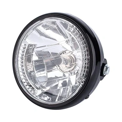 Image of EBTOOLS Universal 7 Inch Motorcycle Motorbike Black Headlight Led 7Inch 12V H4 35W Round Yellow Turn Signal Headlamp Kit With Bracket