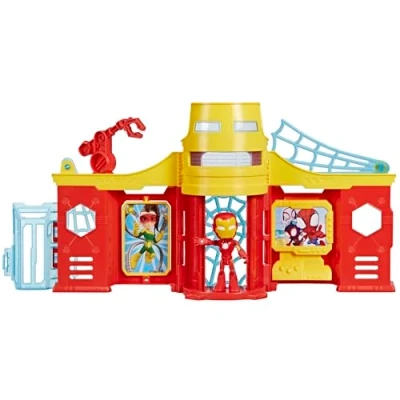 Image of SPIDEY AND HIS AMAZING FRIENDS Marvel Stark Tower Playset with Iron Man Action Figure