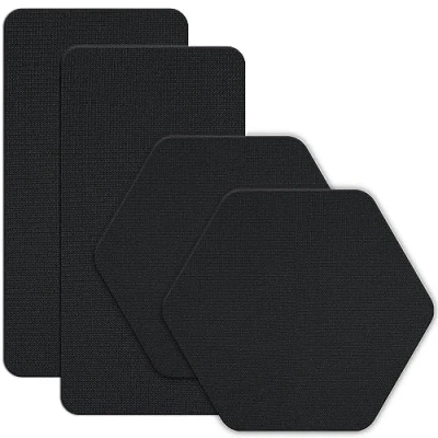 Image of GEAR AID Tenacious Tape Gore TEX Fabric Patches for Quickly Fixing Holes and Tears in Jackets, Gloves, Rain Ski Pants Black 2.5 x 2.8 Hexagon, 4 Rectangle,