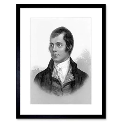 Image of Wee Blue Coo Portrait Of Robert Burns Ayr Scotland Old BW Framed Wall Art Print
