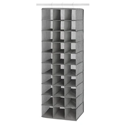 Image of Whitmor, Crosshatch Gray, Hanging Shoe Shelves Closet Organizer, 30 Section