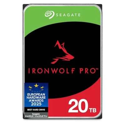 Image of Seagate IronWolf Pro 20TB, Enterprise Internal NAS HDD CMR 3.5 Inch, SATA 6GB/s, 7,200 RPM, 256 MB Cache for RAID NAS, Rescue Services Frustration Free Packaging (ST20000NTZ01)