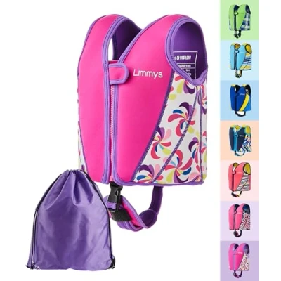 Image of Limmys Premium Kids Swim Vest Toddler Jacket, and Buoyancy Swimming Aid Modern Design for Boys, Girls Babies Drawstring Bag Included