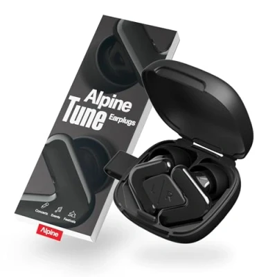 Image of Alpine Tune Earplugs, Concert Ear Plugs with Noise Reduction, High Fidelity Music Quality, 19dB Hearing Protection Crystal Clear Sound, 4 Sizes Included, For Gigs, Raves, Festivals &amp; Clubs, Black