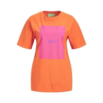 Image of JJXX Women&#039;s Jxamber Ss Relaxed Every Tee Noos Top, Puffins Bill/Print: Carmine Rose Square, XS