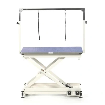 Image of Pedigroom professional electric dog pet grooming table with H frame bar blue