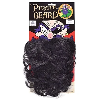 Image of Bristol Novelty MB050 Black Pack ofAccessory Pirate Beard for Men 1 Piece One Size Adult Wavy