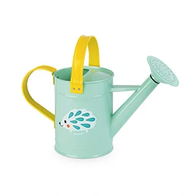 Image of Janod Happy Garden Metal Watering Can For children Outdoor Gardening Game from the Age of 3, J03191, Blue and Yellow